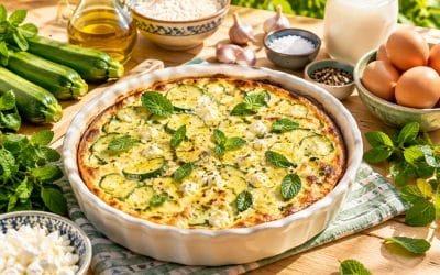 Recette de clafoutis salé courgette et feta : moelleux et ensoleillé