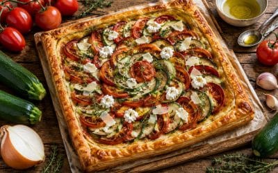 Recette de tarte feuilletée aux courgettes et à la tomate