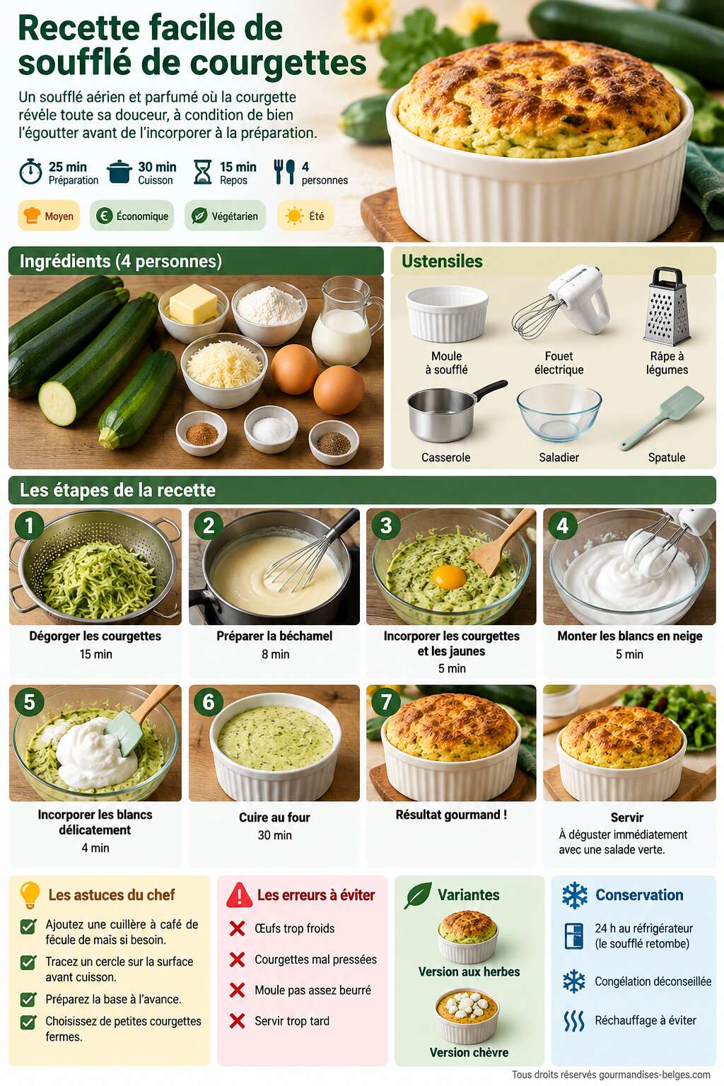 Fiche recette Recette facile de souffl&eacute; de courgettes