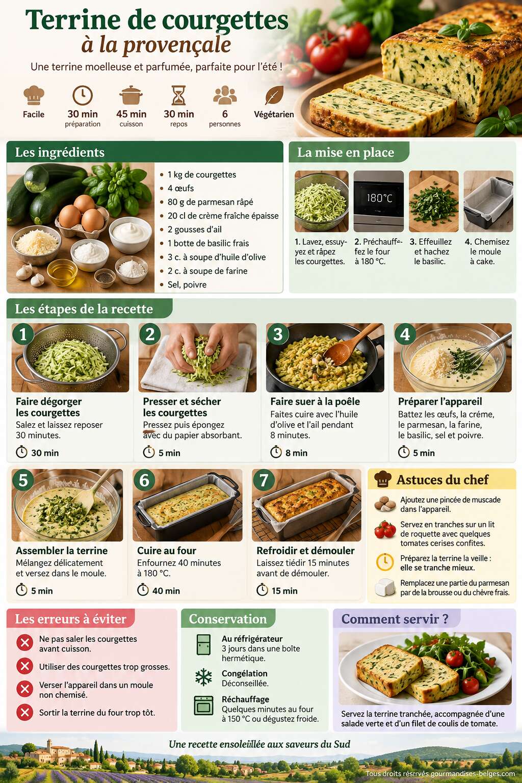 Fiche recette Recette de terrine de courgettes &agrave; la proven&ccedil;ale