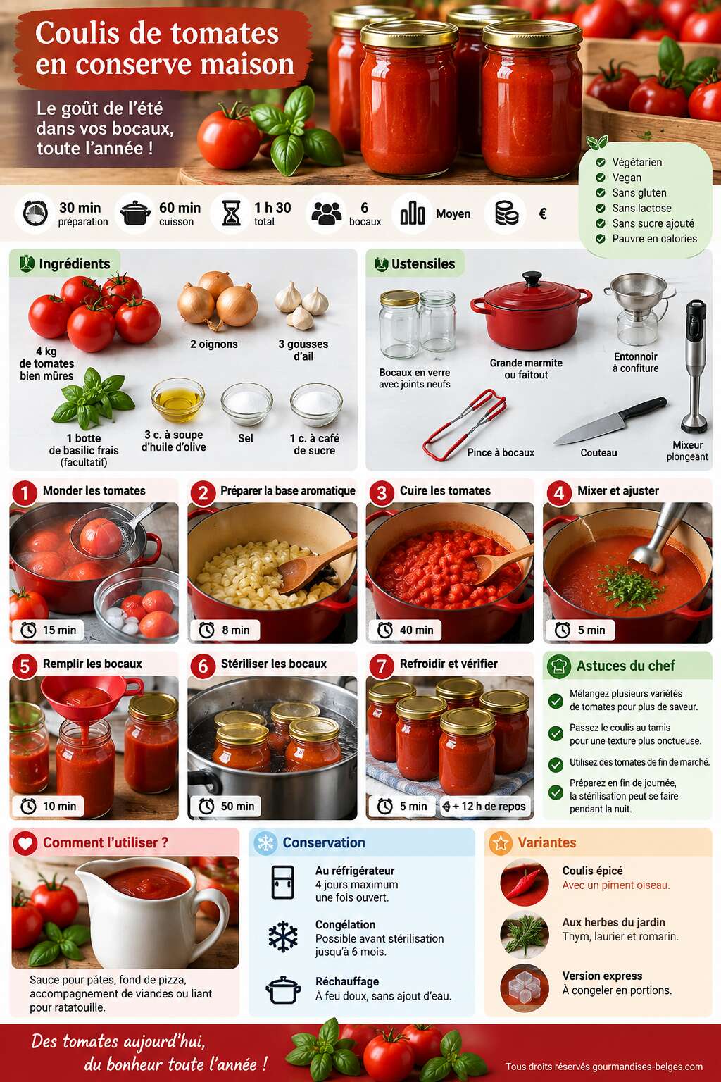 Fiche recette Recette de coulis de tomates en conserve maison
