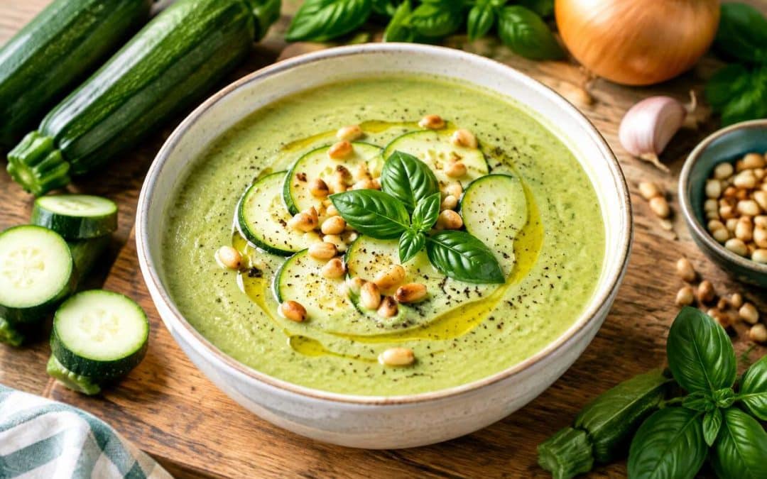 Recette de soupe de courgettes crémeuse au basilic