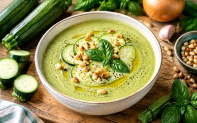 Recette de soupe de courgettes crémeuse au basilic