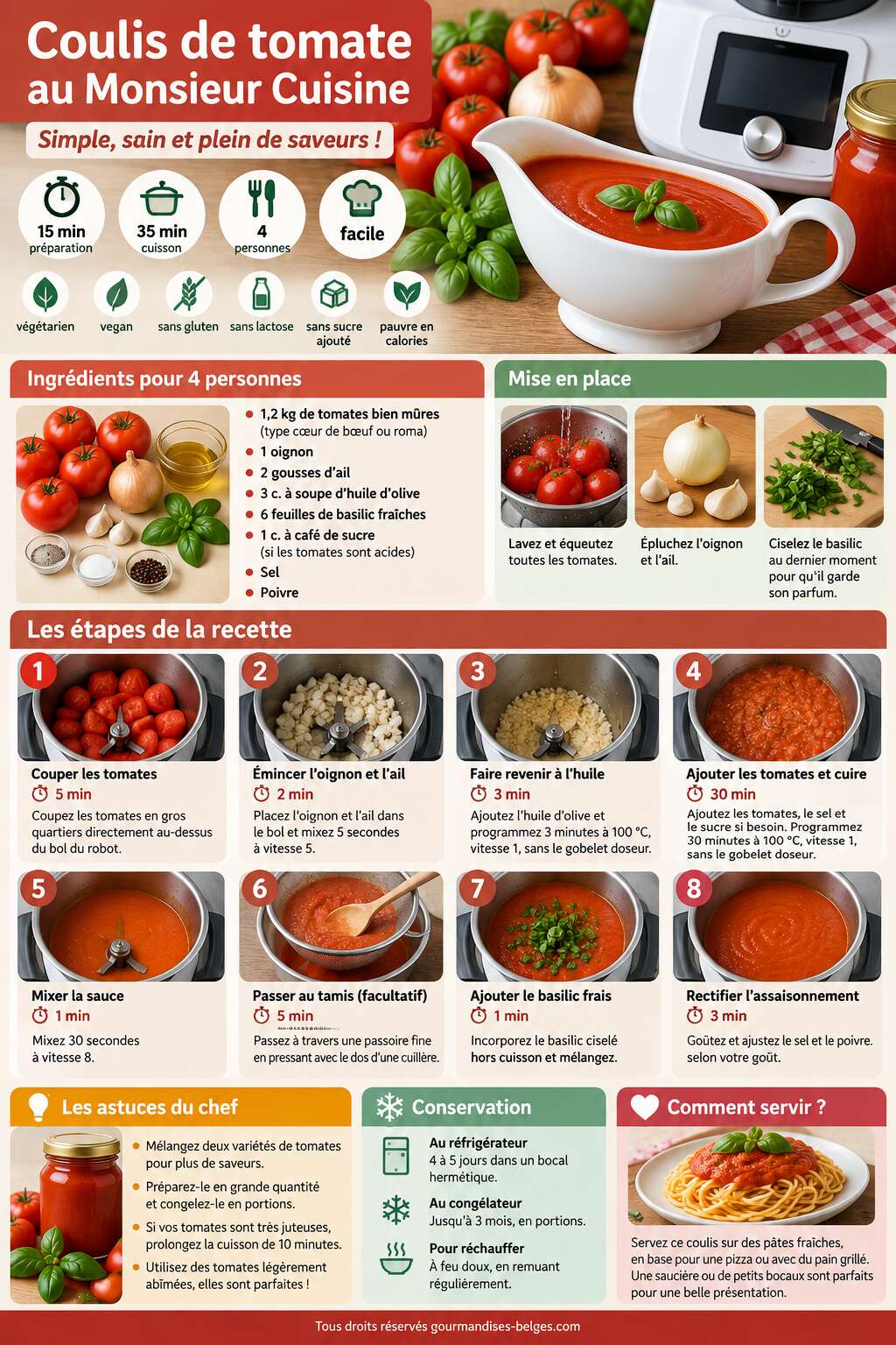 Fiche recette Recette facile de coulis de tomate au Monsieur Cuisine