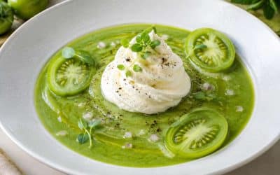 Recette de coulis de tomates vertes et sa chantilly au camembert