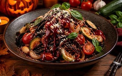 Recette de spaghettis maléfiques à la courgette et sauce rouge sang pour Halloween
