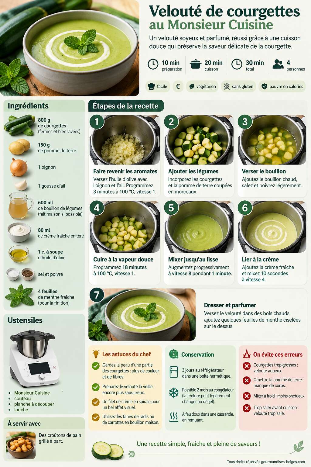 Fiche recette Recette de velout&eacute; de courgettes au Monsieur Cuisine
