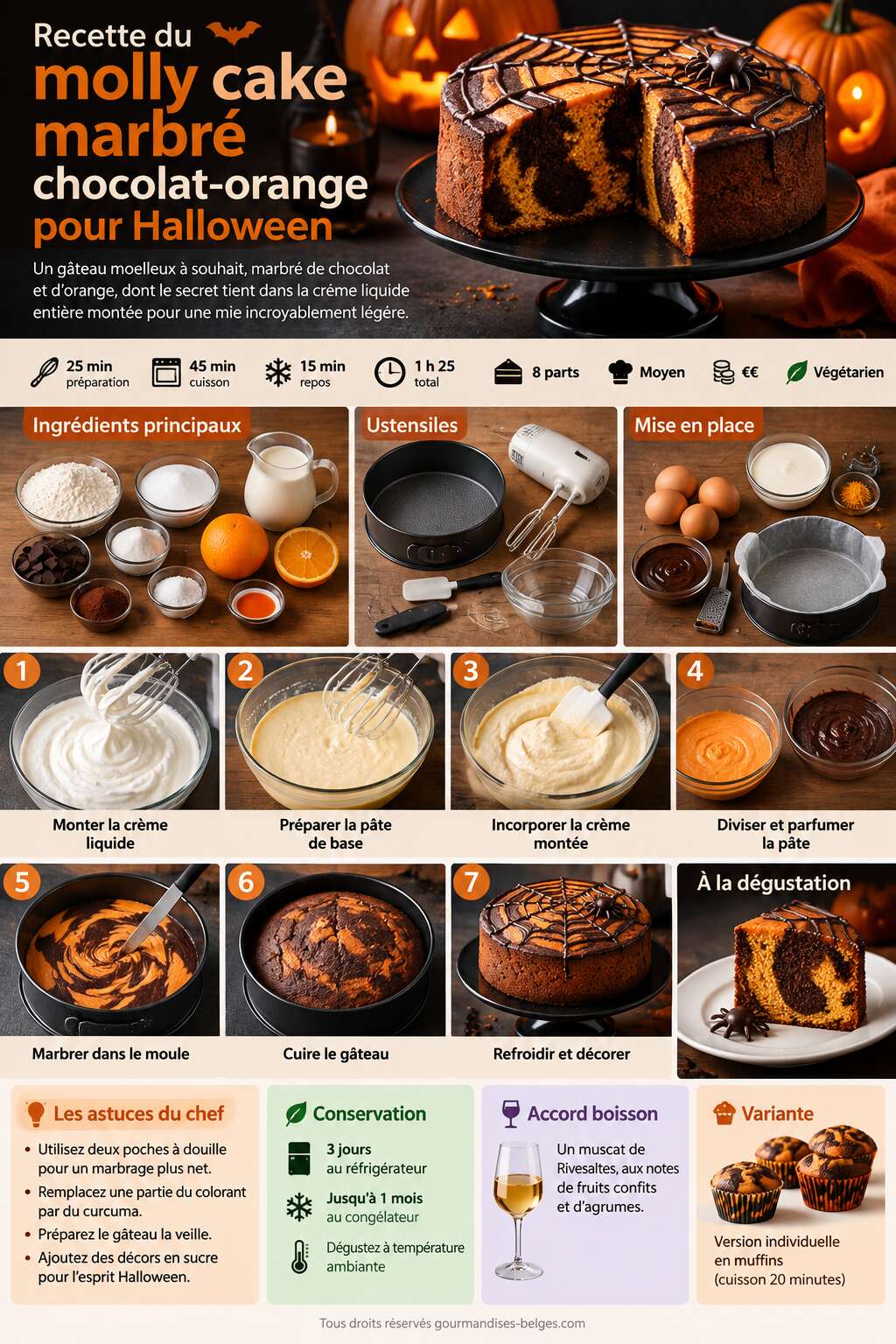 Fiche recette Recette du molly cake marbr&eacute; chocolat-orange pour Halloween