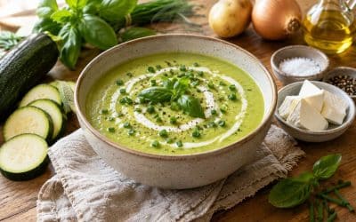Recette de soupe de courgettes au Kiri et herbes fraîches