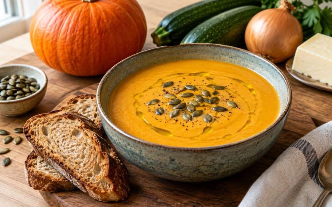 Recette de soupe au potiron, courgettes et Vache qui rit