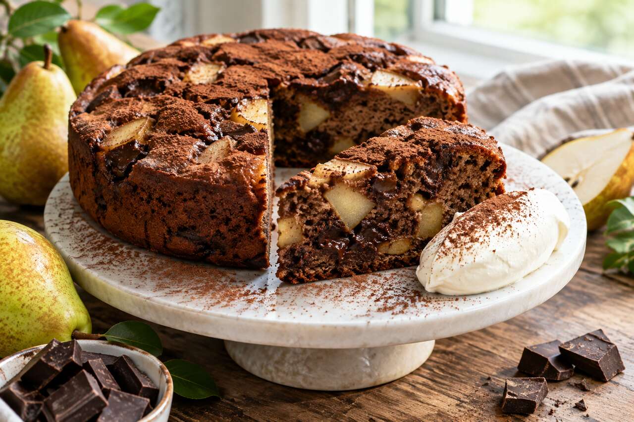 Recette du gâteau moelleux poire chocolat au airfryer