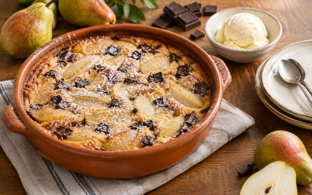 Recette du clafoutis aux poires et chocolat