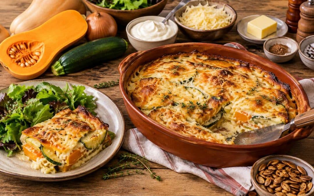 Recette facile de gratin au butternut et courgette