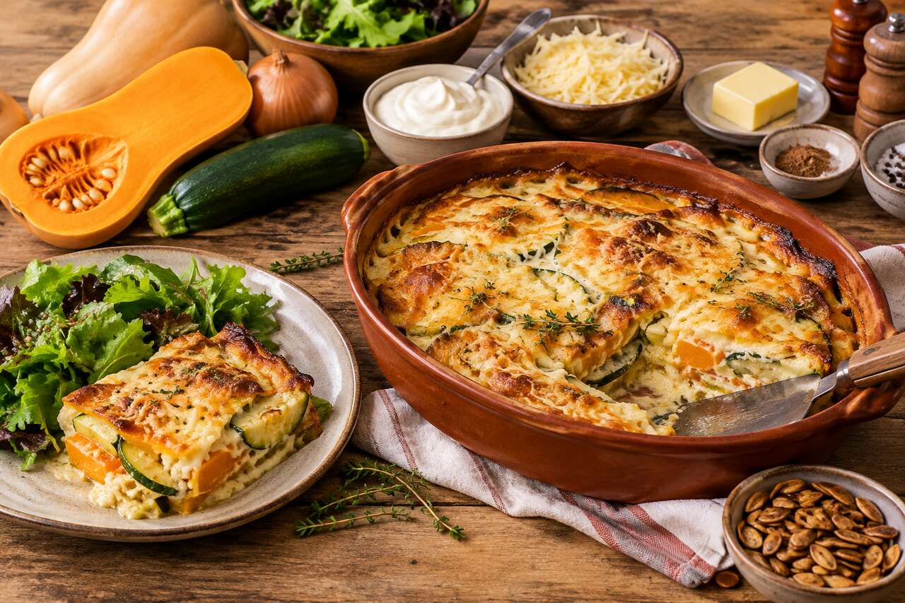 Recette facile de gratin au butternut et courgette