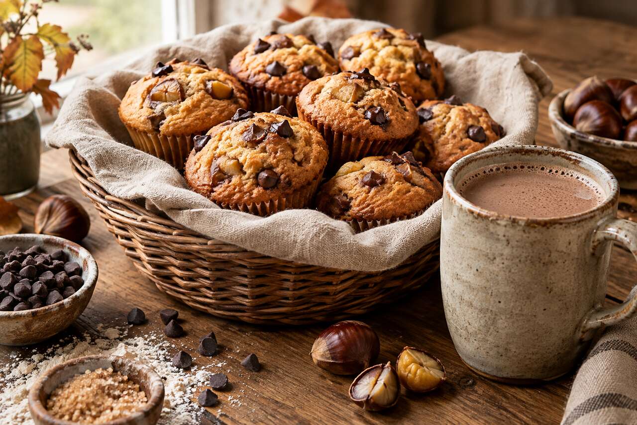 Recette de muffins aux châtaignes et pépites de chocolat