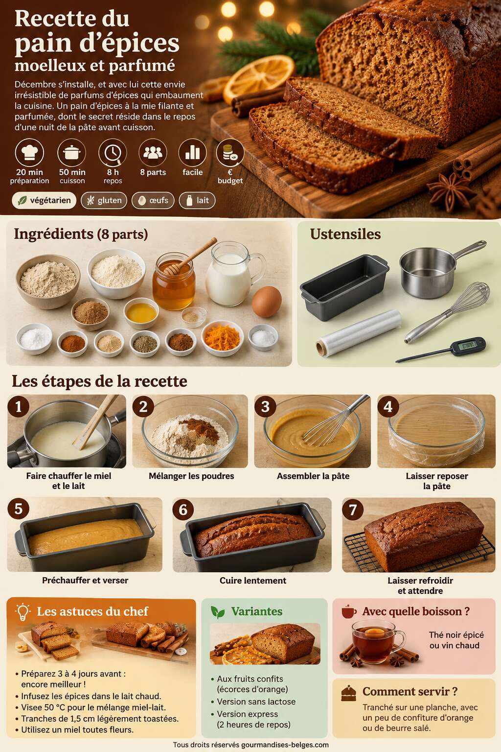 Fiche recette Recette du pain d'épices moelleux et parfumé Fiche recette Recette du pain d'épices moelleux et parfumé