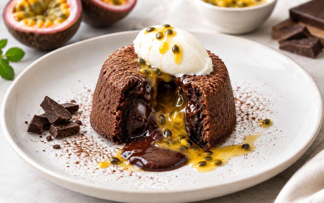 Recette du biscuit coulant au chocolat et caramel de passion de Cyril Lignac