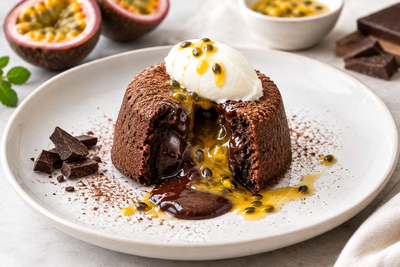 Recette du biscuit coulant au chocolat et caramel de passion de Cyril Lignac