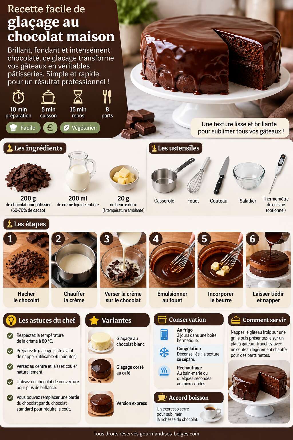 Fiche recette Recette facile de gla&ccedil;age au chocolat maison
