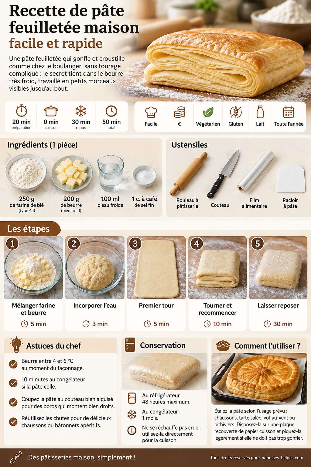 Fiche recette Recette de p&acirc;te feuillet&eacute;e maison facile et rapide