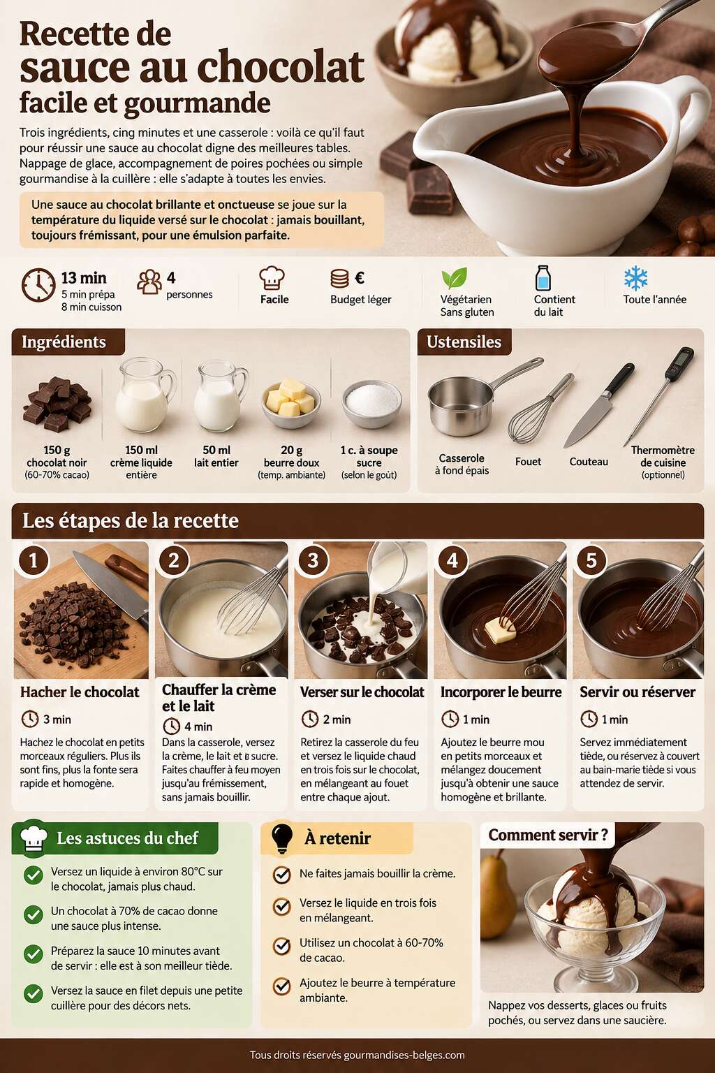Fiche recette Recette de sauce au chocolat facile et gourmande Fiche recette Recette de sauce au chocolat facile et gourmande