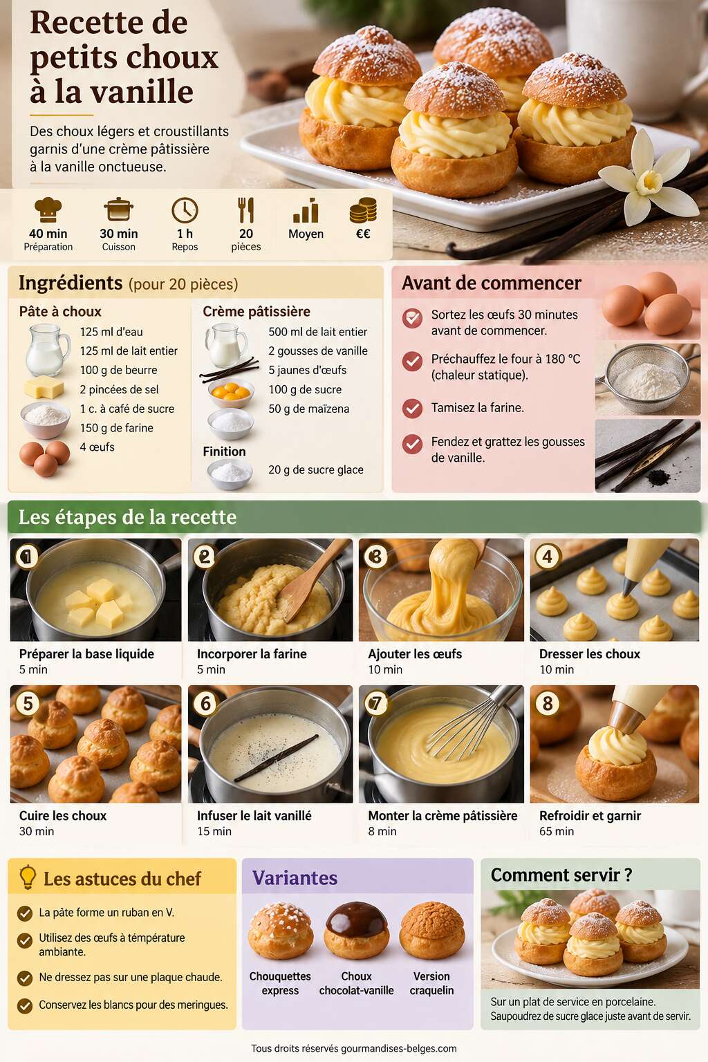 Fiche recette Recette de petits choux à la vanille Fiche recette Recette de petits choux à la vanille