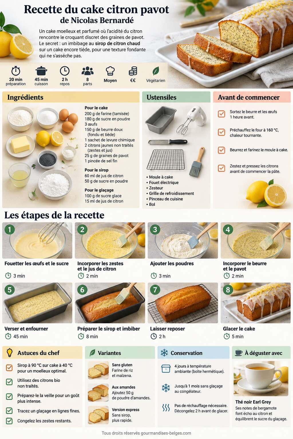 Fiche recette Recette du cake citron pavot de Nicolas Bernardé Fiche recette Recette du cake citron pavot de Nicolas Bernardé