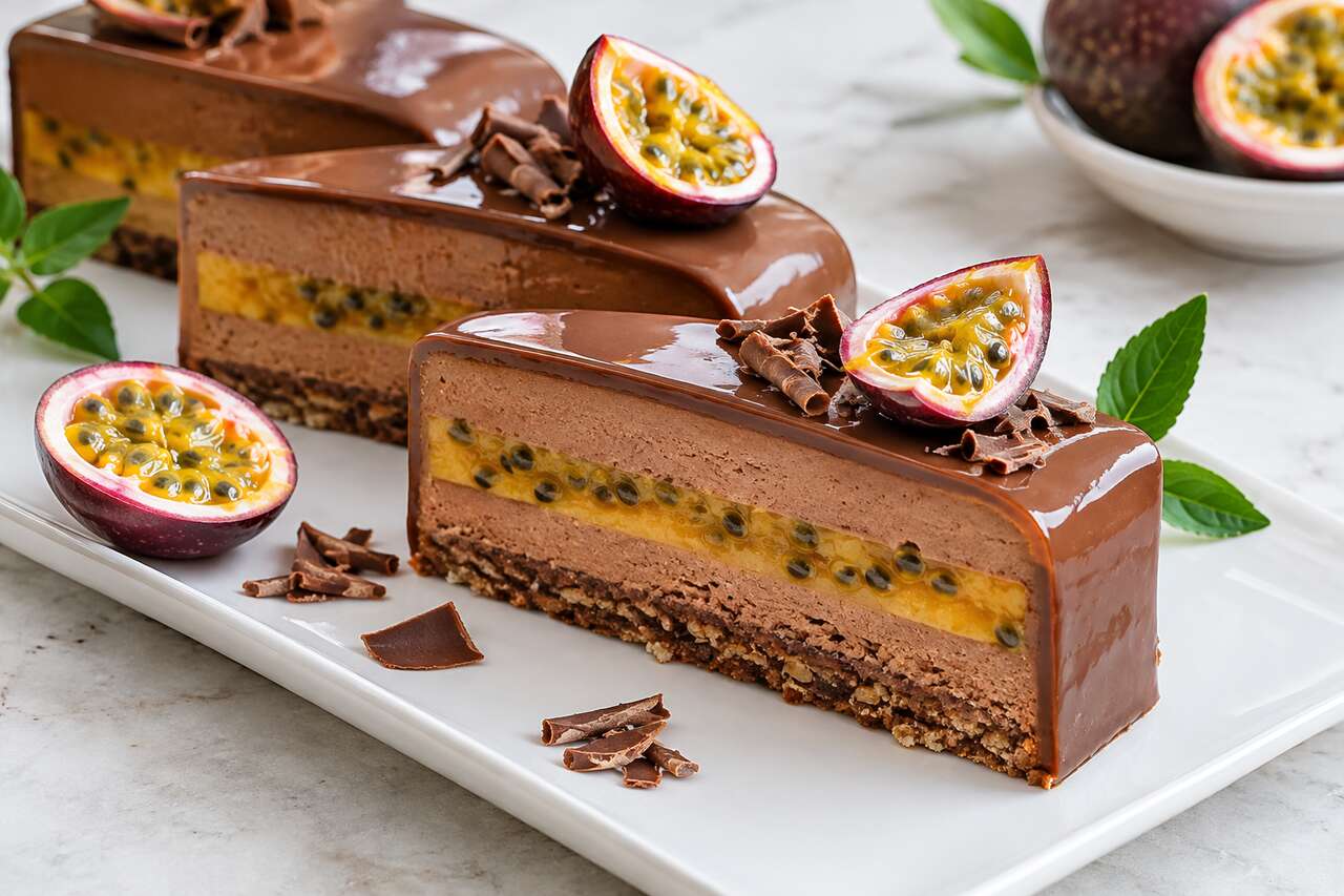 Recette d'entremets chocolat au lait et fruit de la passion