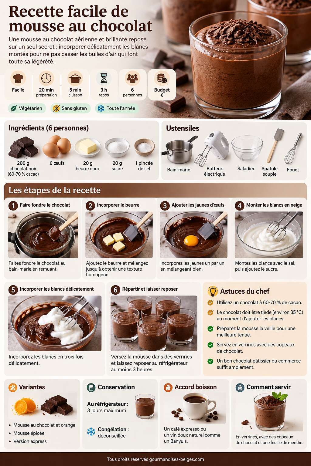 Fiche recette Recette facile de mousse au chocolat Fiche recette Recette facile de mousse au chocolat