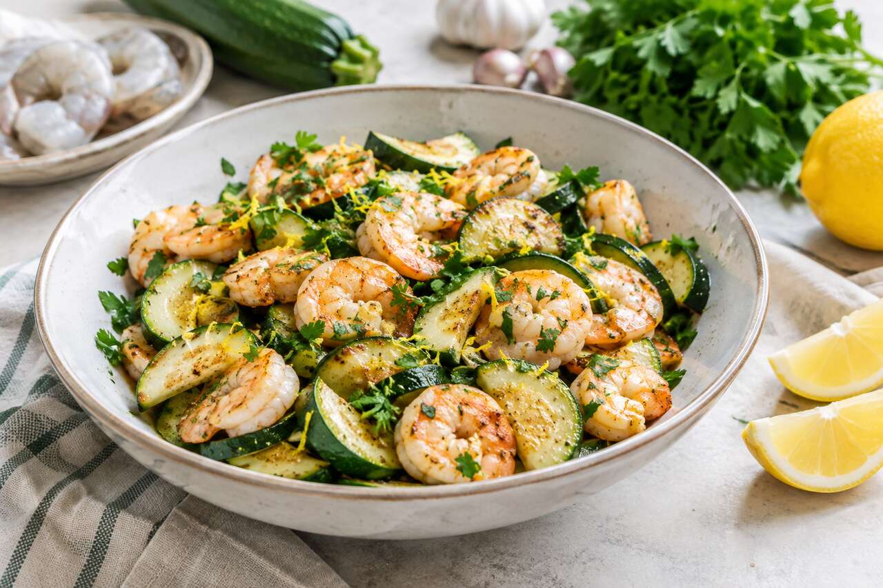 Recette minceur de courgettes aux crevettes au airfryer