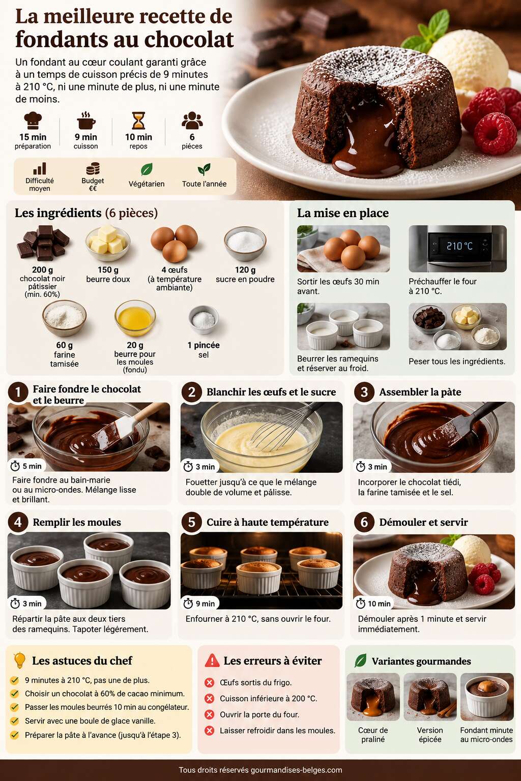 Fiche recette La meilleure recette de fondants au chocolat Fiche recette La meilleure recette de fondants au chocolat