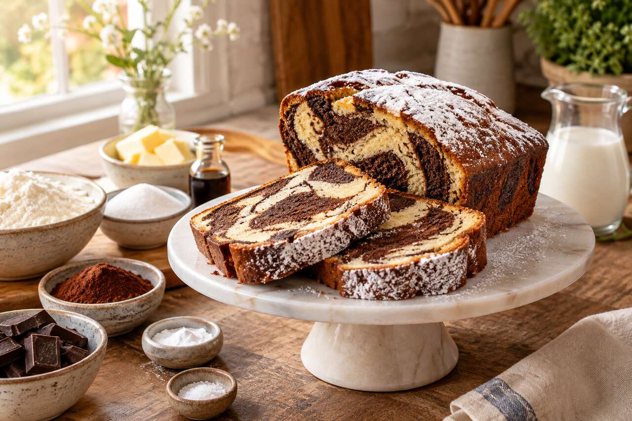 Recette facile du cake marbré au chocolat