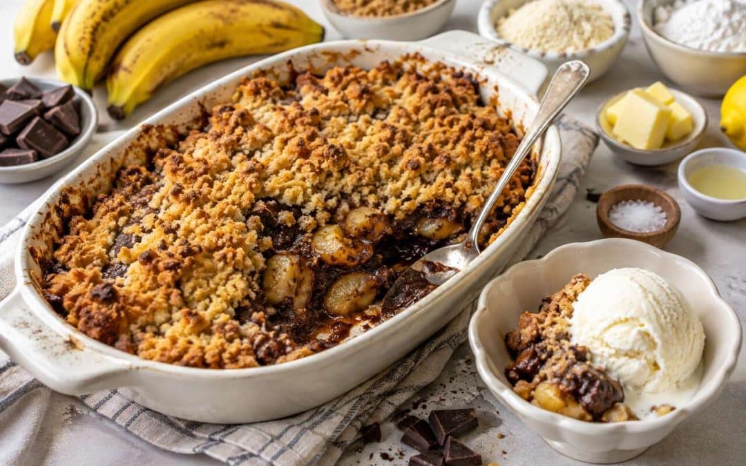 Recette facile de crumble banane au chocolat