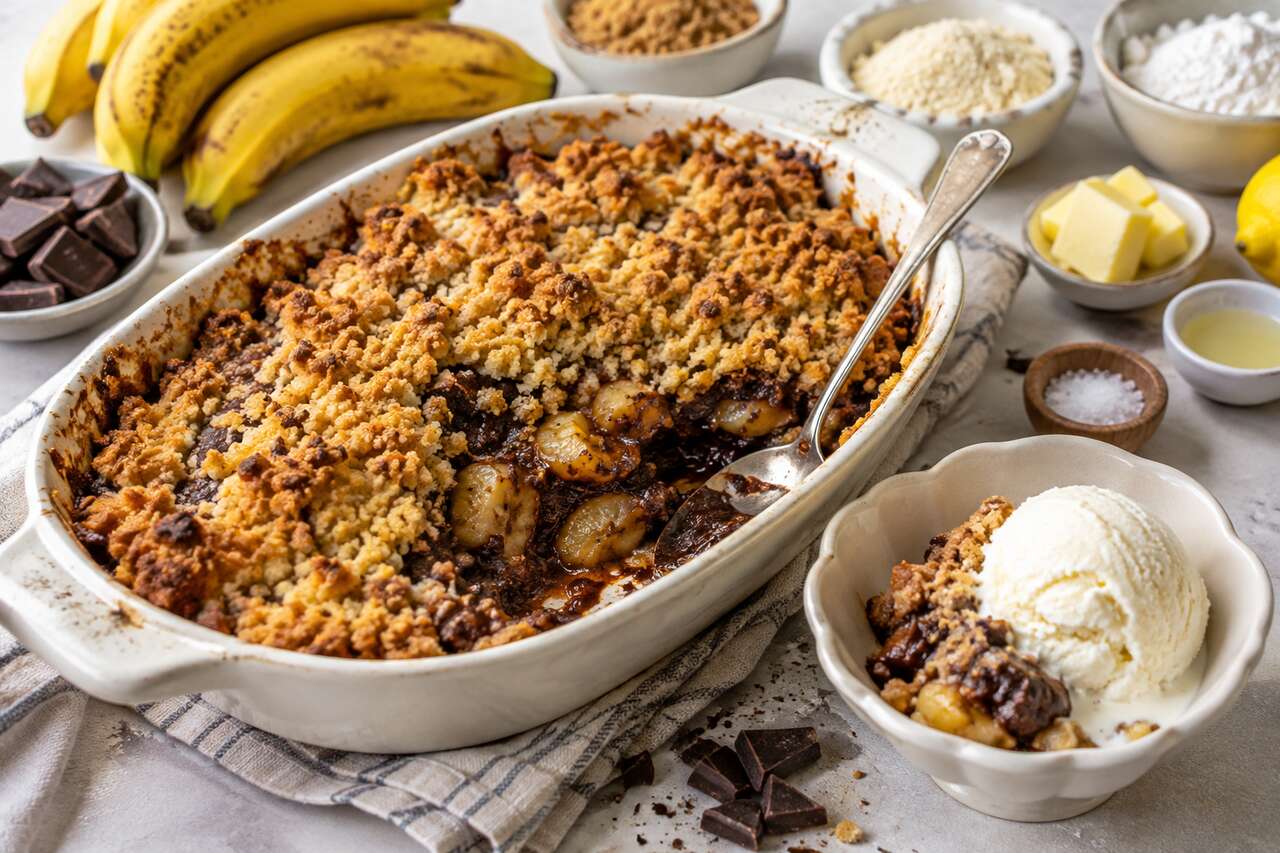 Recette facile de crumble banane au chocolat