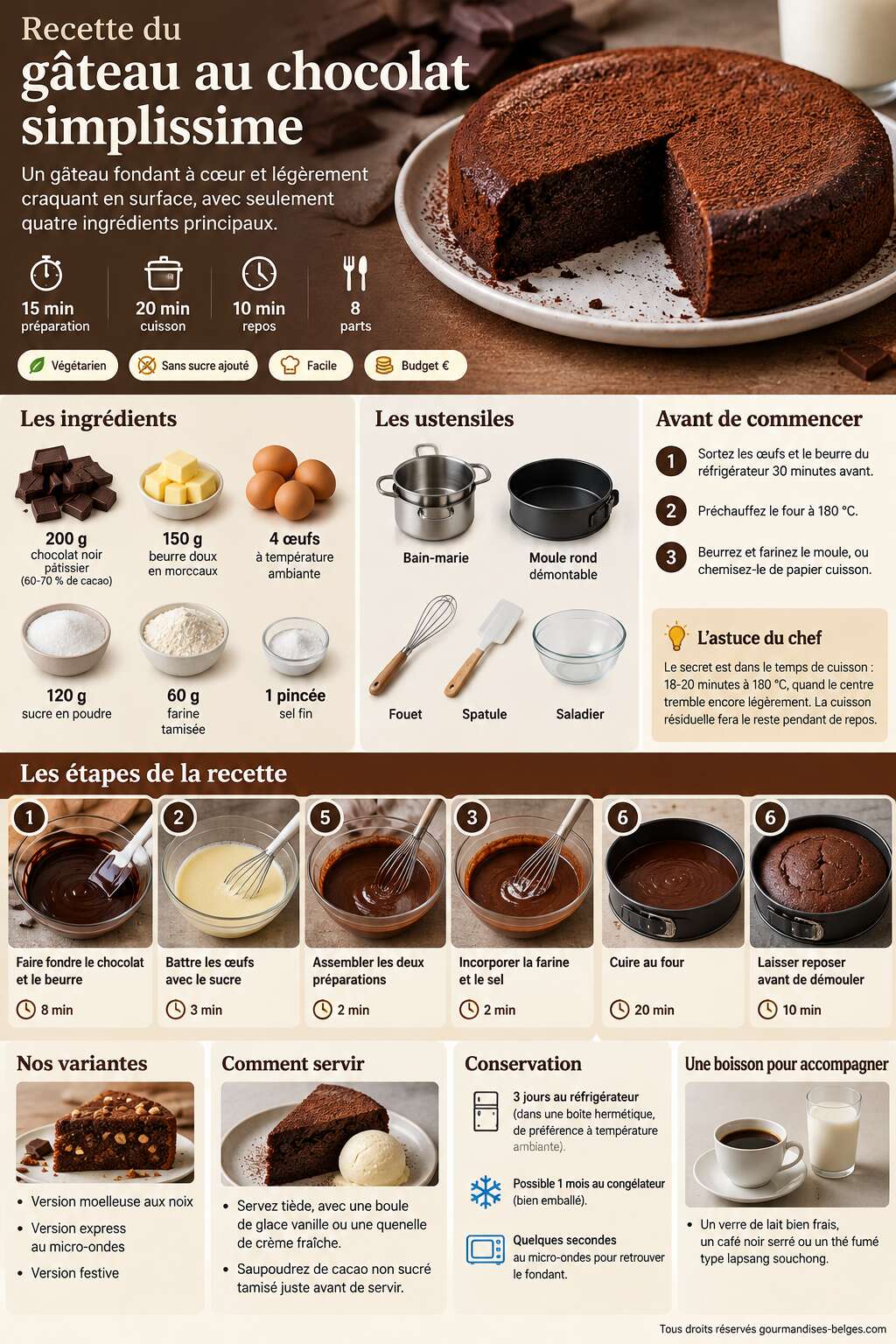 Fiche recette Recette du g&acirc;teau au chocolat simplissime